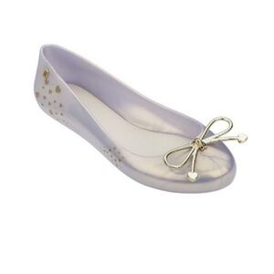 Melissa Sweet Love Elements Jelly Ballet Ballerina Flats Grey Silver Gold Size 9